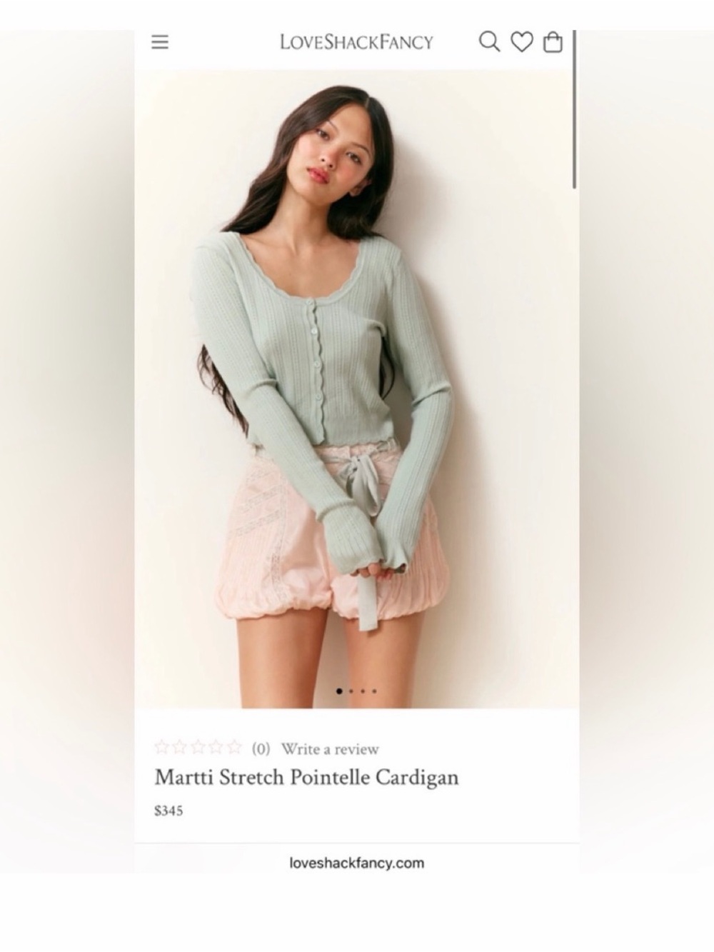 LoveShackFancy Martti Stretch Pointelle Cardigan